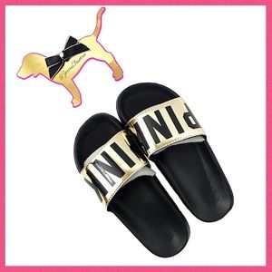 •Victoria’s Secret PINK• Gold & Black Logo Slides